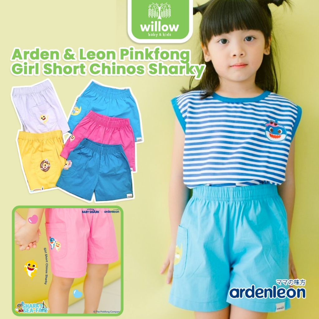 Celana Pendek Anak - Arden & Leon Pinkfong Girl Short Chinos Sharky Sea-Fari