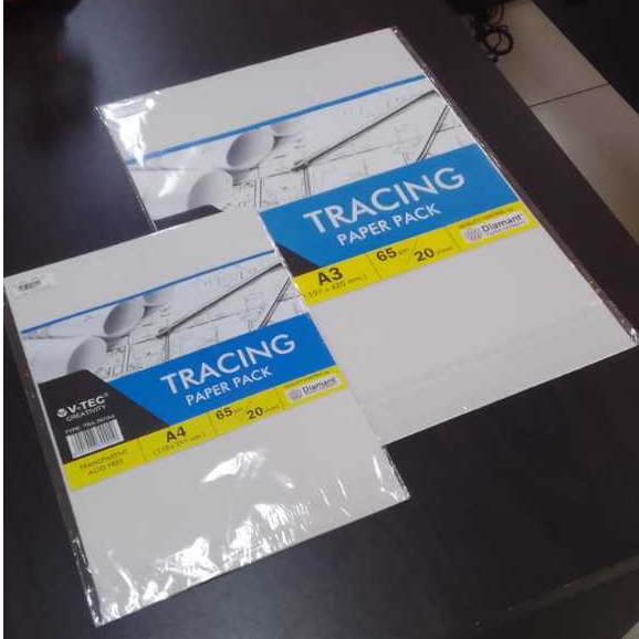 

V tec tracing paper kertas kalkir jiplak A3 A4 65gsm isi 20 lembar