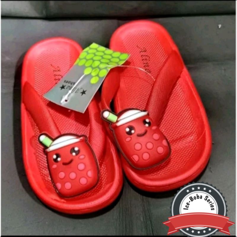 Sandal Boba Anak Perempuan Sandal Import Terbaru Sendal Jepit Anak Wanita Motif Ice Boba