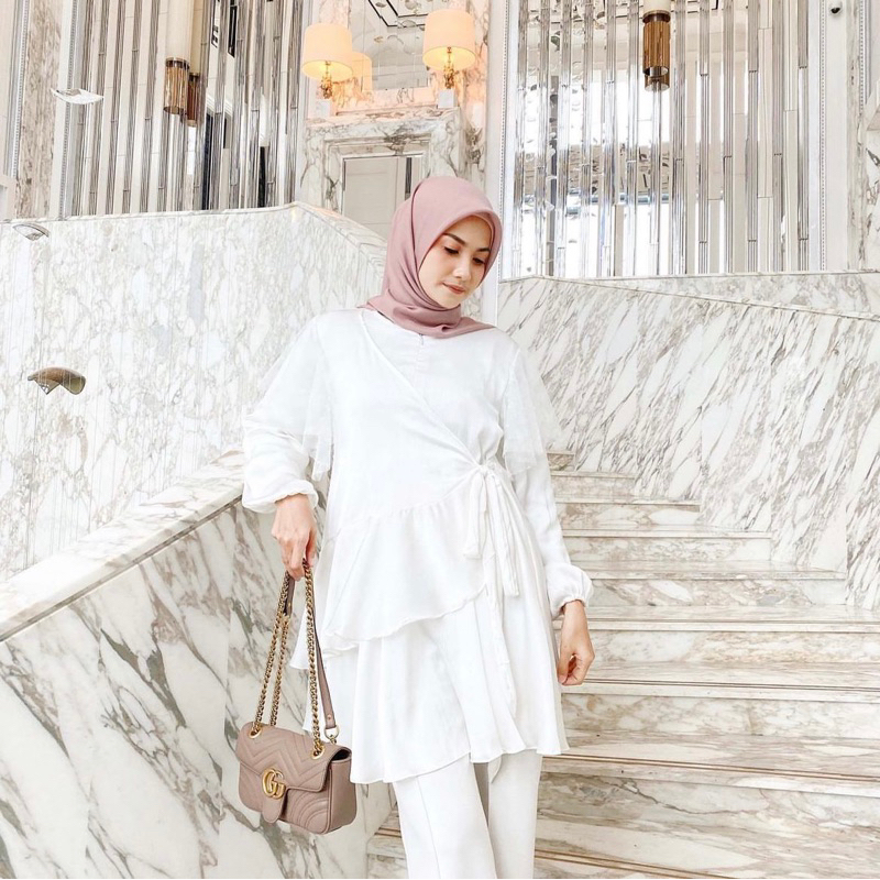 celine blouse vanilla hijab