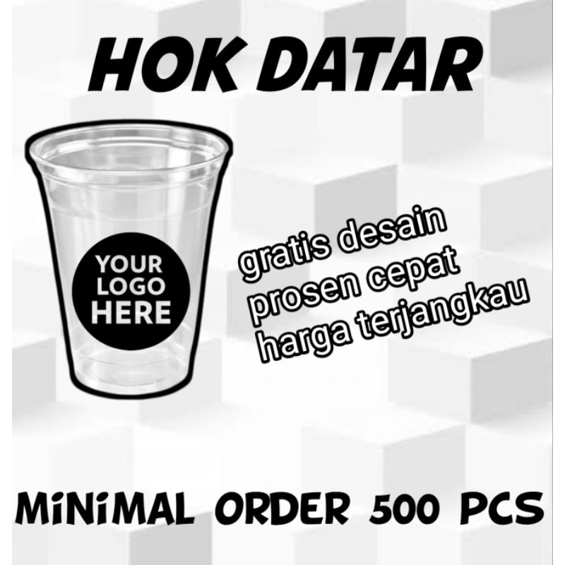 SABLON GELAS CUP 14 oz & 16 oz DATAR berat 5 gram MEREK HOK DATAR