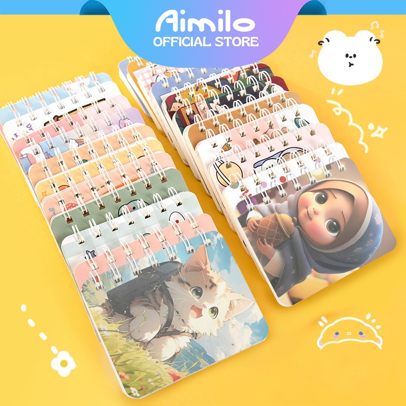 [READY] Aimilo Scrapbook Notebook Mini A7 Buku Kecil Catatan Buku Notes Kecil Alat Tulis Sekolah 80 Lembar