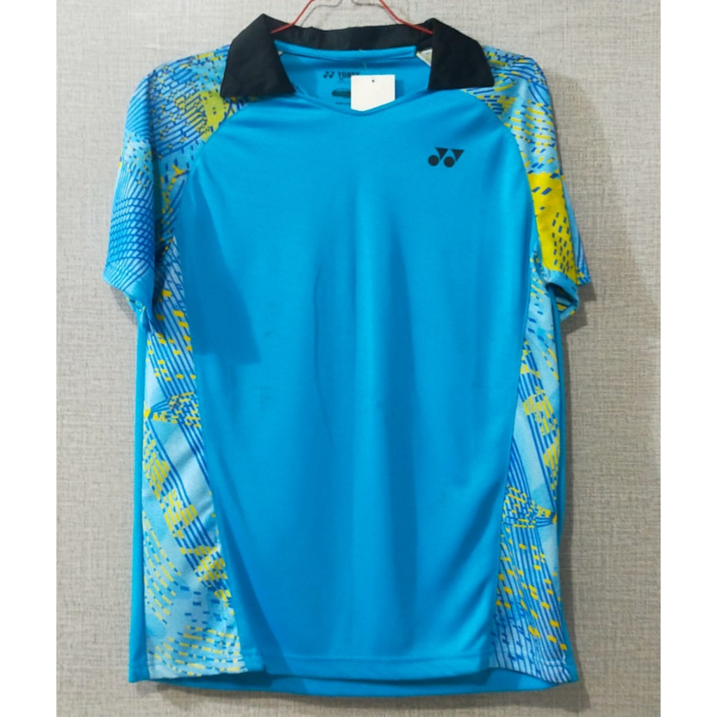 baju badminton bulutangkis Yonex biru kerah size L