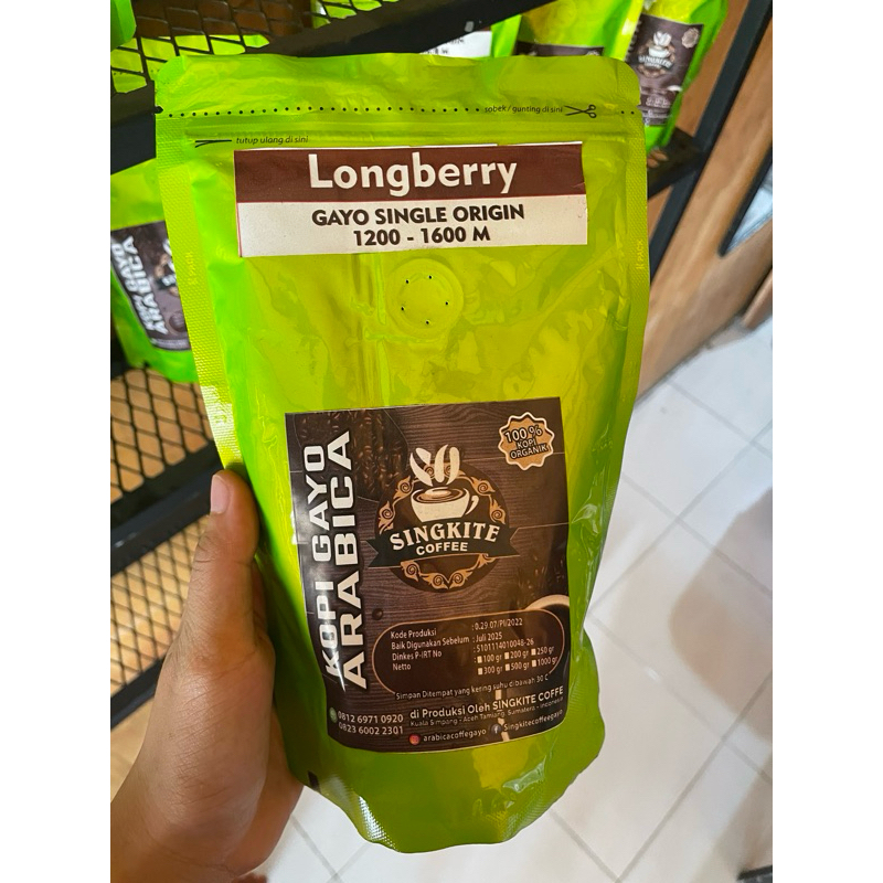 

Bubuk Kopi dan Biji Kopi Gayo Arabica Long Berry asli dari Aceh Takengon 200 gram