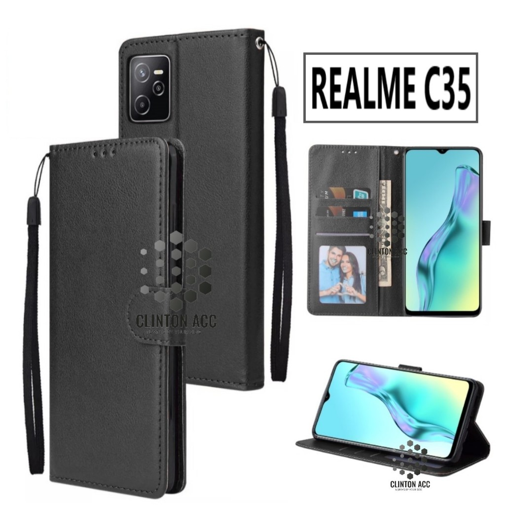 CASE HP REALME C35 FLIP WALLET LEATHER DOMPET KULIT SOFTCASE PREMIUM FLIP COVER SARUNG BUKA TUTUP FL