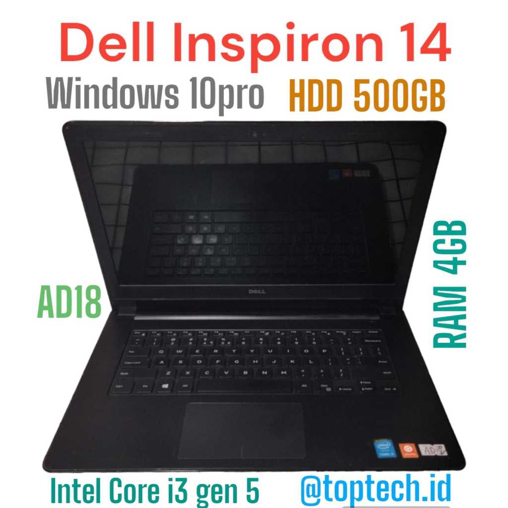 (AD18) Laptop dell Inspiron 14 HDD 500GB RAM 4GB Intel Core i3 gen 5
