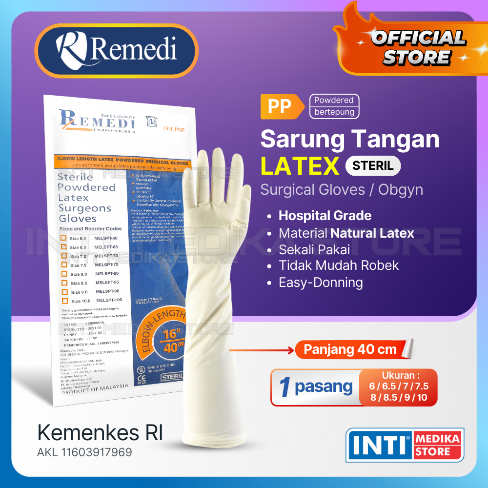 REMEDI - Sarung Tangan Obgyn Steril | Surgeon Gloves Latex Powdered