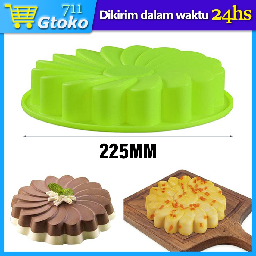 Cetakan Loyang Kue Puding Silikon Motif Bunga Matahari Besar 22.5 cm