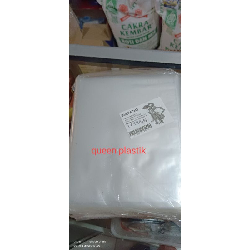 Plastik pp wayang  tebal 0.5 17x30  plastik snack plastik bening 500 gr