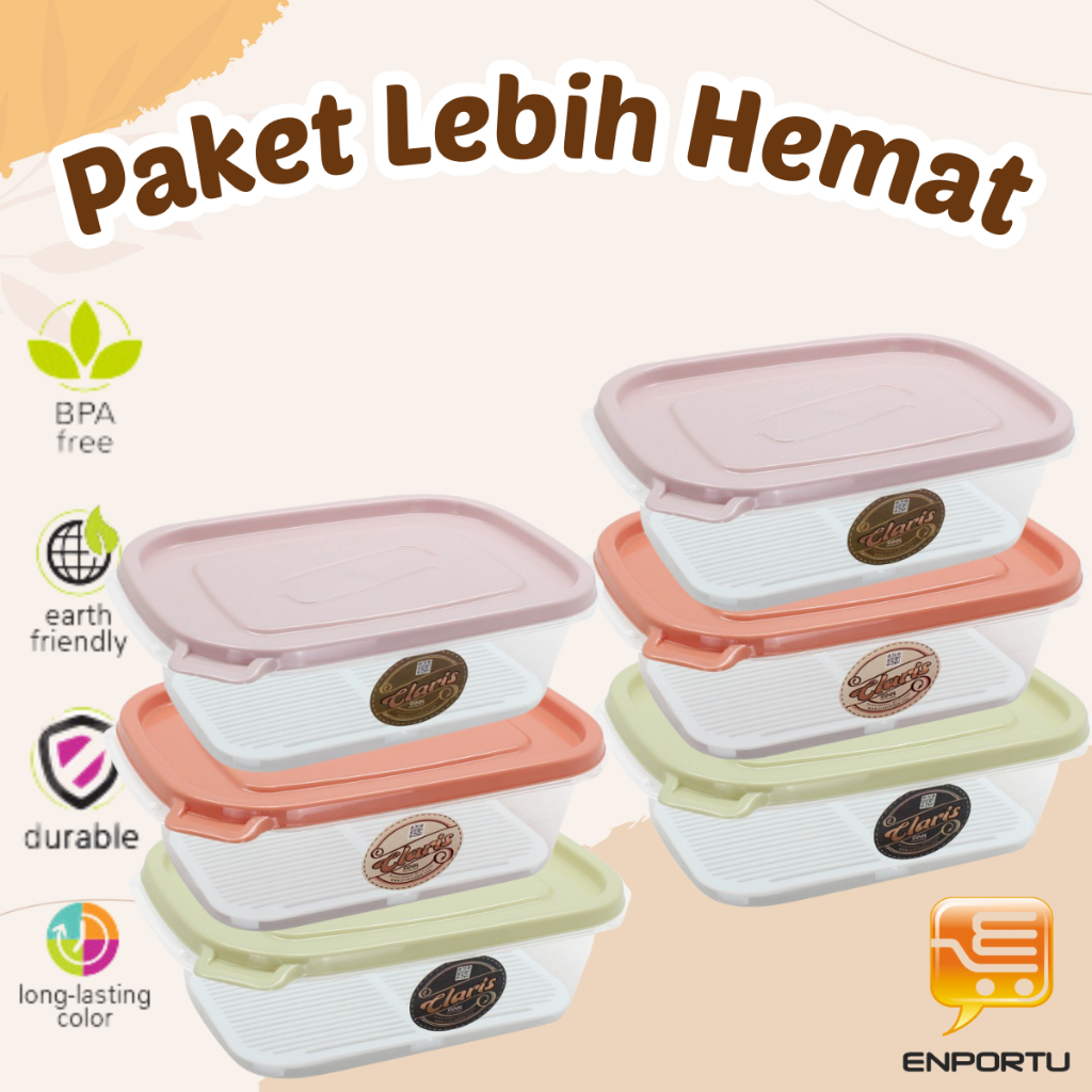 CLARIS Kotak Makan BPA Free 6 pcs 770ml Tempat Box Bekal Foodsaver - 2737 RE