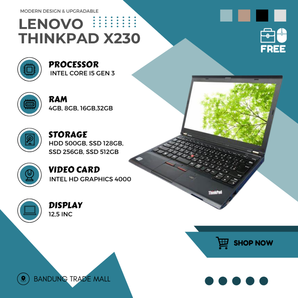 Laptop Lenovo ThinkPad X230 Core i5 Ram 8Gb SSD 256Gb Murah / Bergaransi 100%