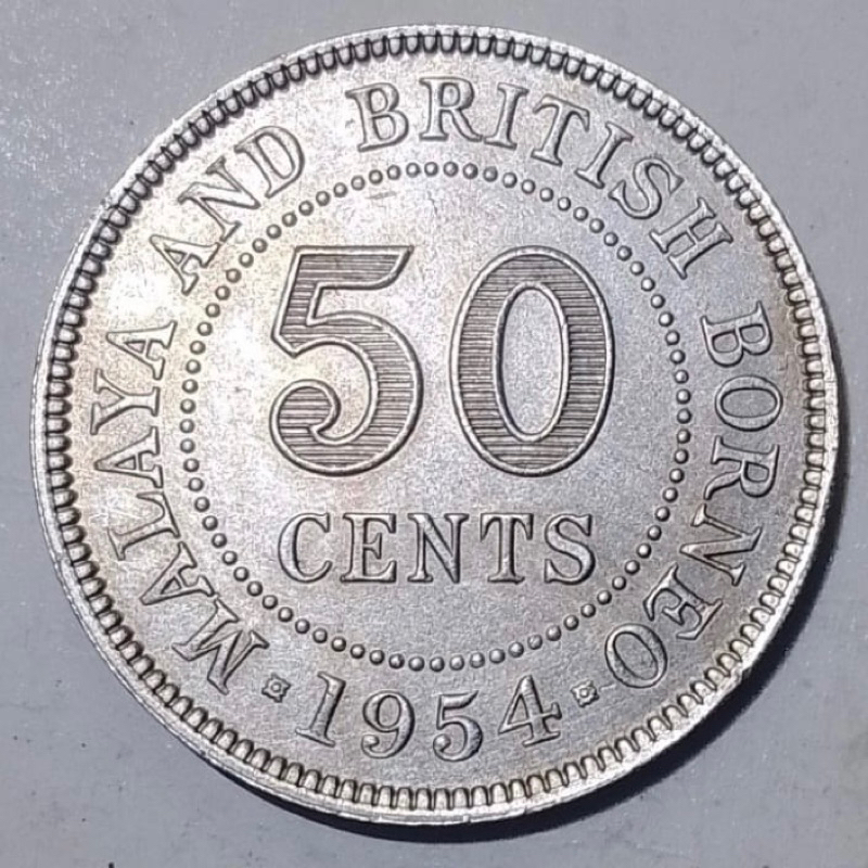 koleksi uang koin malaya and british Borneo 50 cent tahun 1954 tp3817