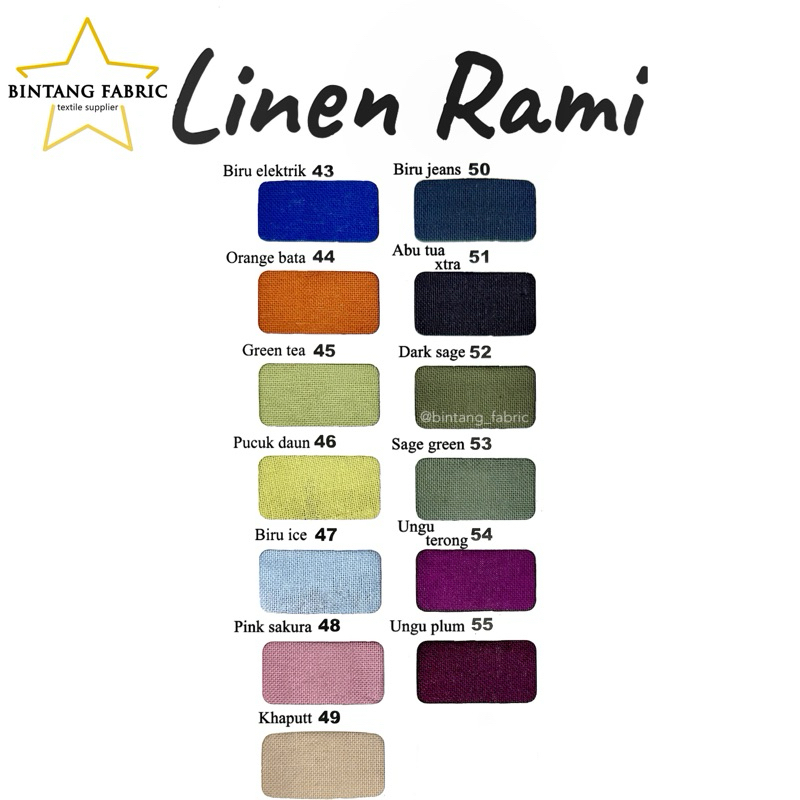 Bahan Bintang Fabric Kain Katun Linen Rami 1 meter