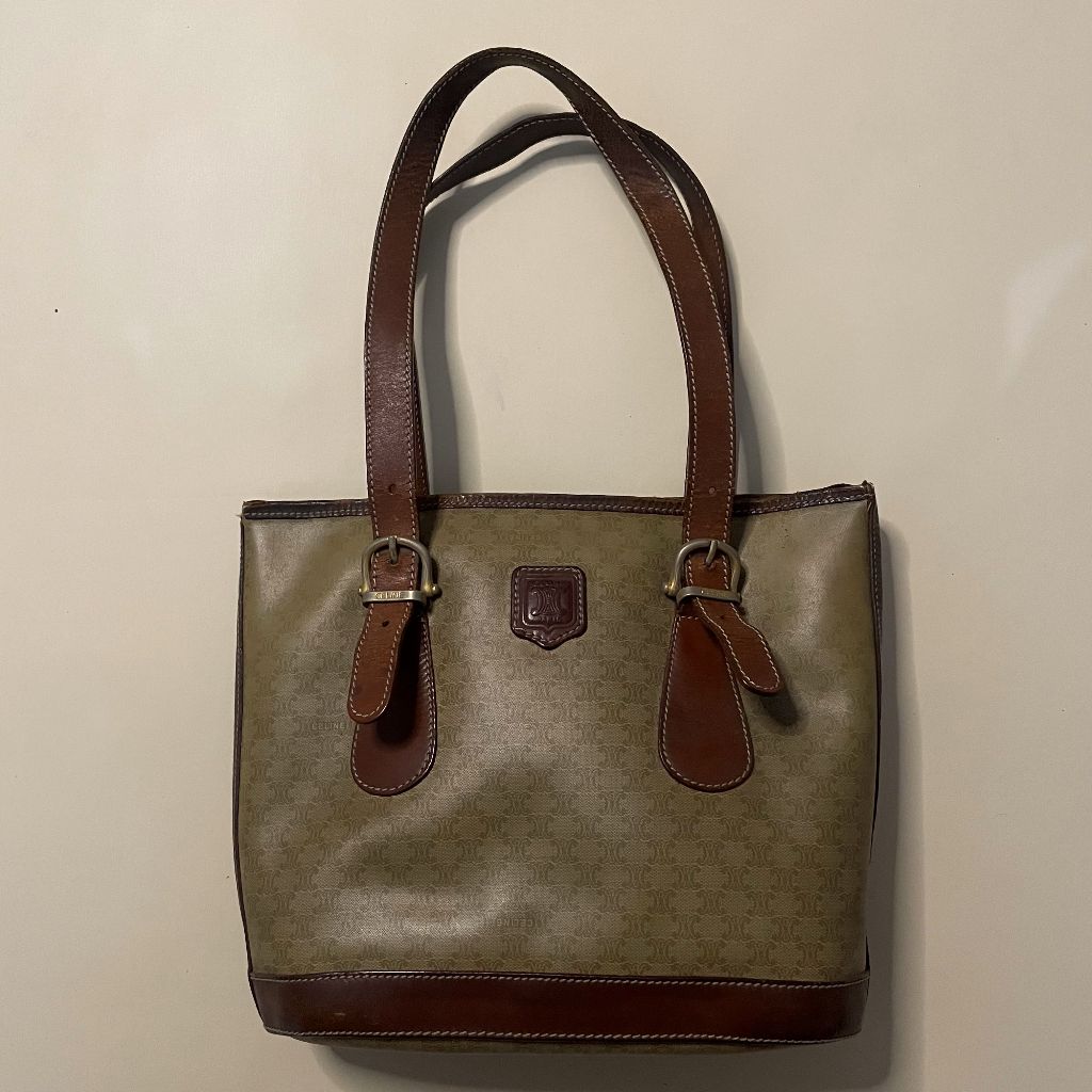 DEWASA F007 (CELINE ORI, PRELOVED) Tas Hand / Tote Bag Vintage Coklat Medium Dewasa Perempuan Cewek