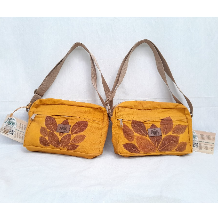 Slingbag Ecoprint - Tas Selempang Ecoprint - Kuning Soga