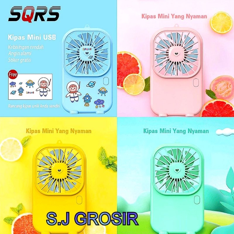 Kipas angin mini portable aroma therapy 3 speed free sticker