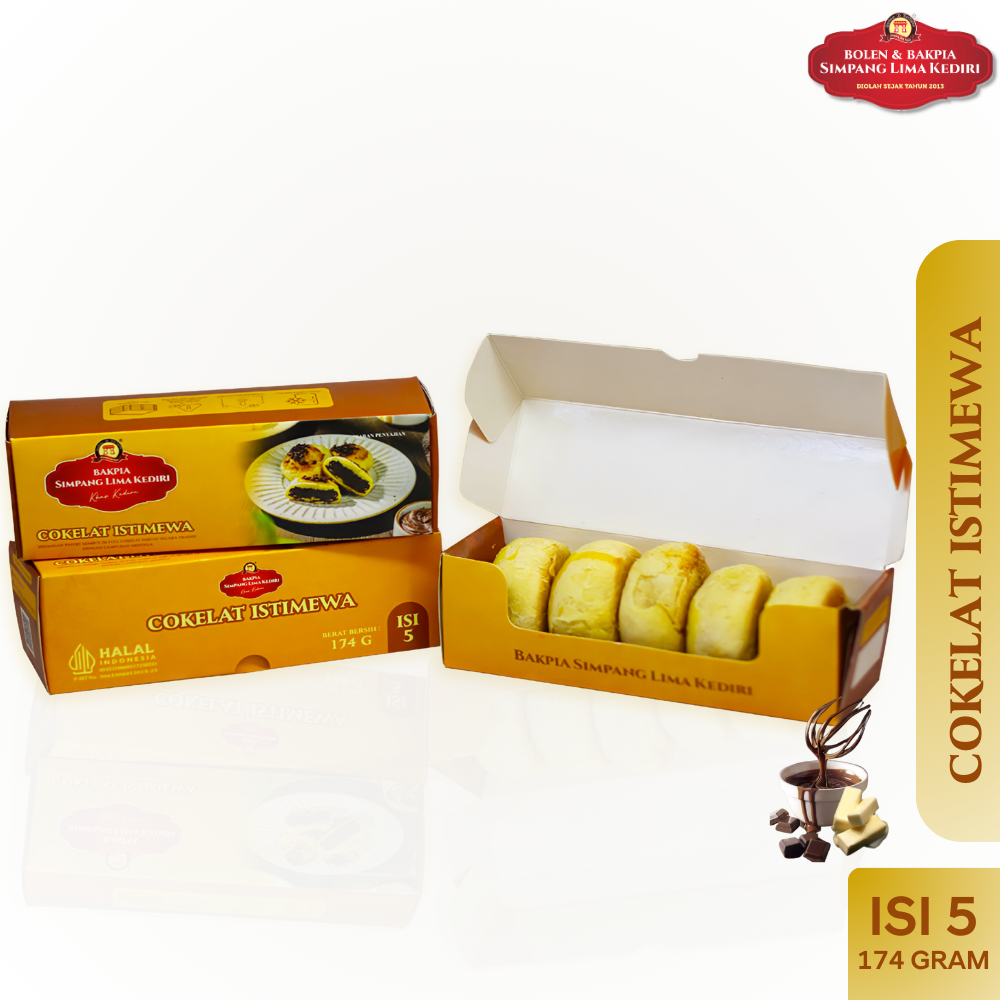 

2Xbtygneal Sakha Snack ) Bakpia Simpang Lima Kediri - Box Isi 5 Cokelat Istimewa