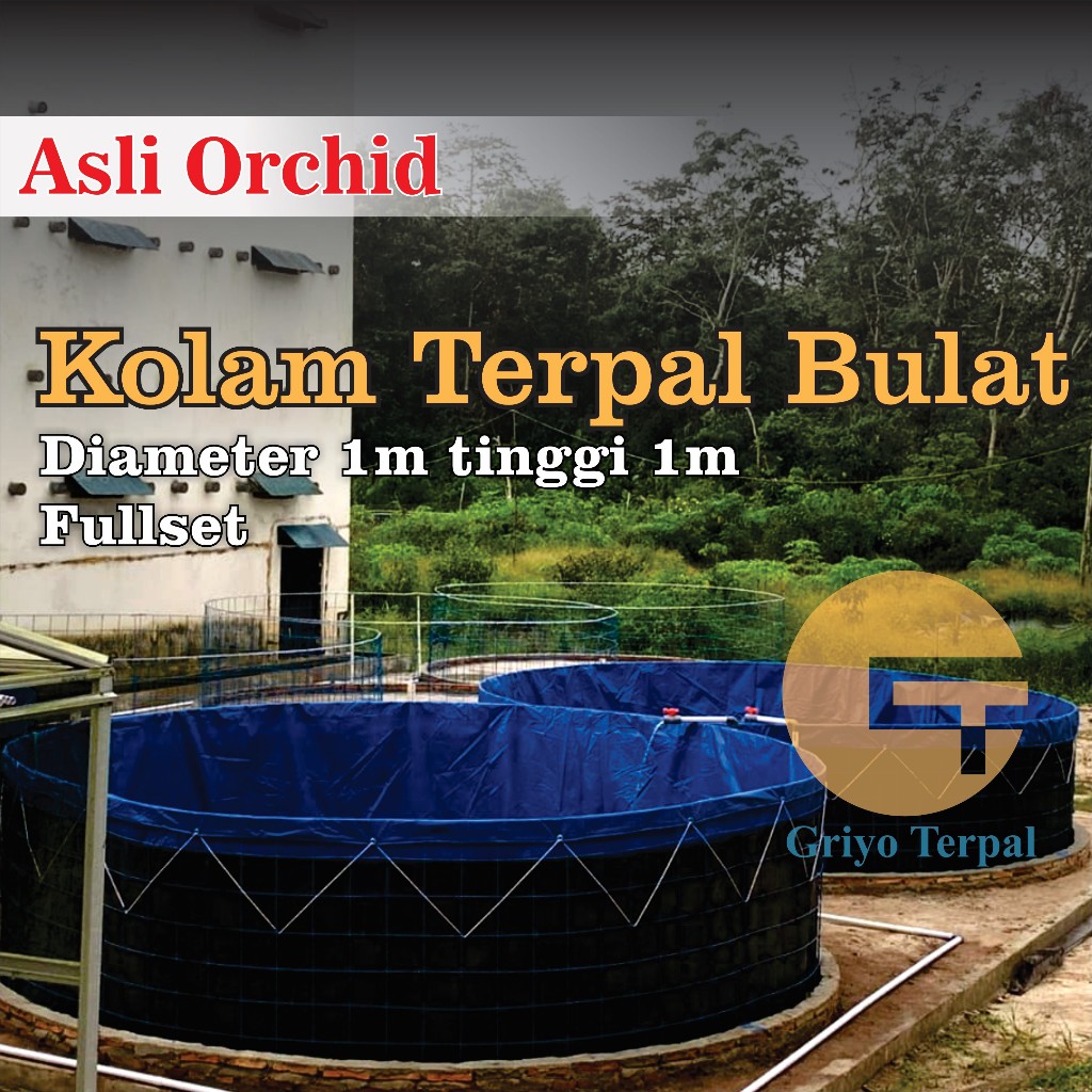 Orchid terpal semi karet Kolam terpal bulat diameter 1 tinggi 1 FULLSET kolam ikan terpal orchid kol