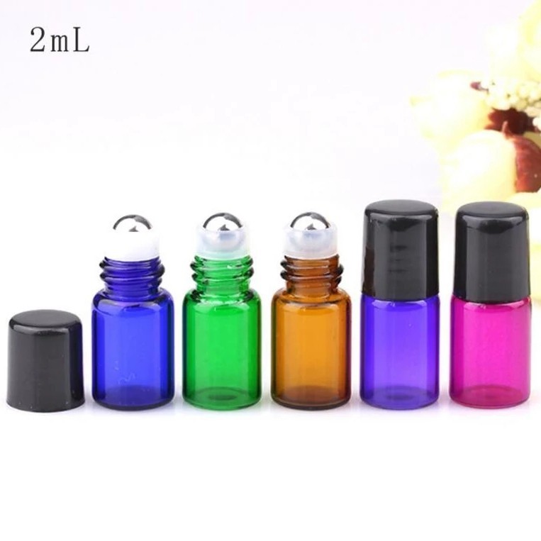 Botol roll on kaca warna/amber 2 ml roller stainless steel