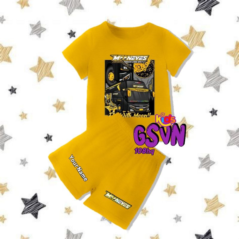 Setelan Anak - Basic Tee and Short Pants Kids Bus Telolet Basuri Mooneyes Moon Eyes Jupiter Ratu Mah