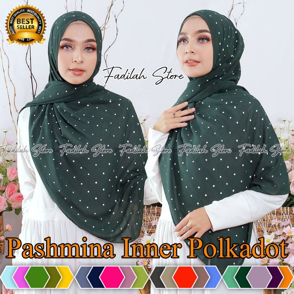 pashmina inner polkadot ceruty bebytdoll / pashmina inner polkadot / hijab pashmina inner polkadot /