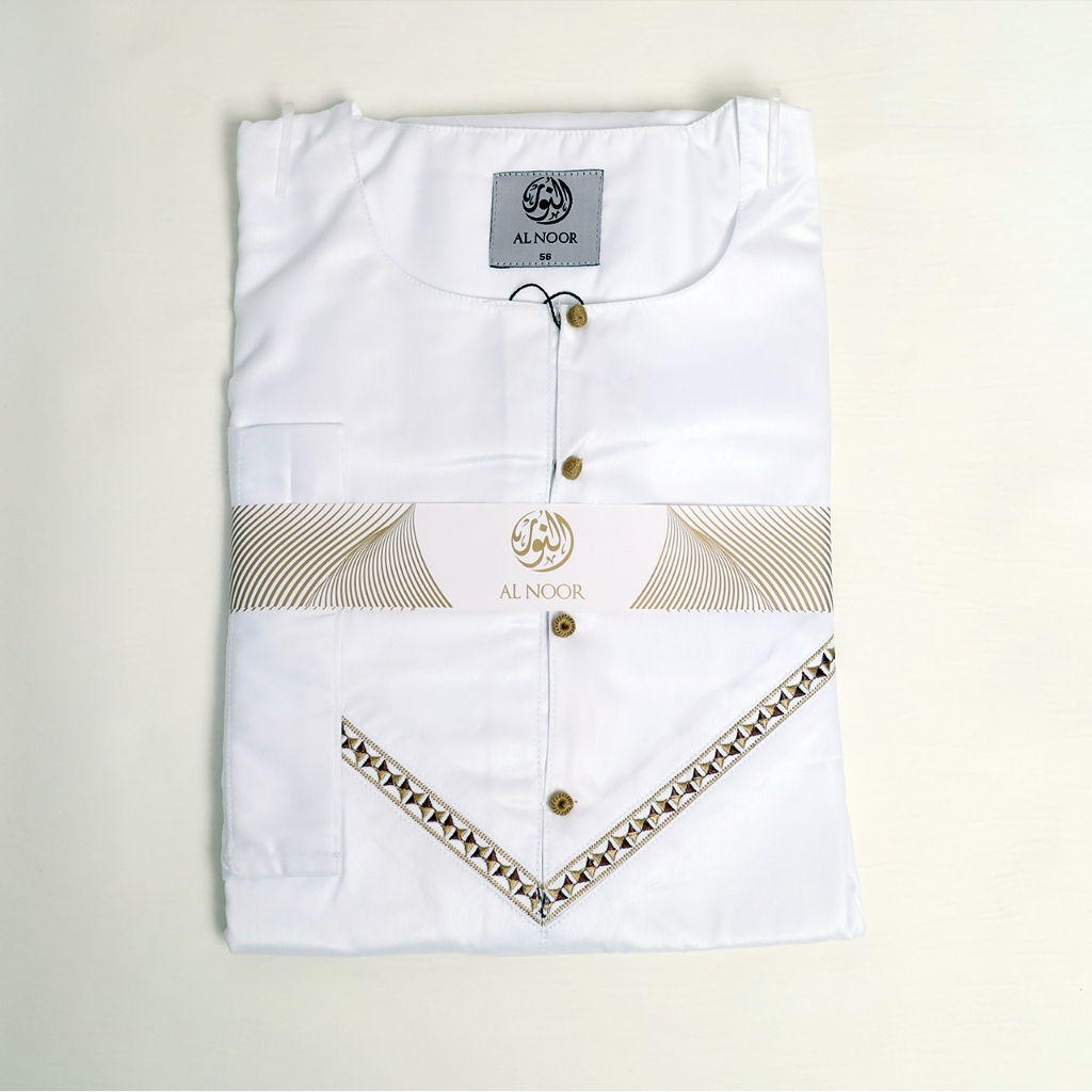 AL NOOR | Gamis Omani Dewasa | Jubah Pria Lengan Pendek | White | Gamis Pria