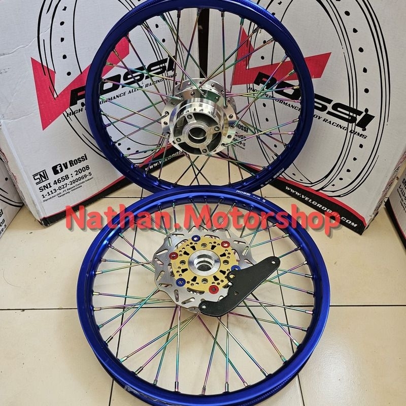 VELG PELEK SONIC150R BONUS PIRINGAN DAN BREKET DEPAN - VELG SONIC150R SEPASANG ROSSI ORIGINAL