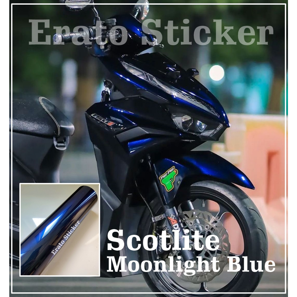 Scotlite stiker motor Hitam Lembayung biru skotlet hitam lembayung biru skotlet moonlight blue bahan