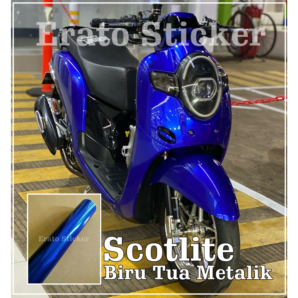 Scotlite stiker motor biru tua metalik candy scotlite dark blue metalik skotlet motor biru gelap met