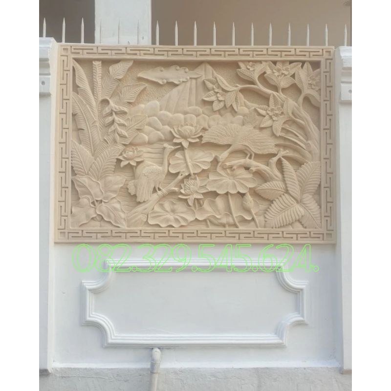 Batu Ukir Paras Jogja motif bunga, pemandangan, burung merak