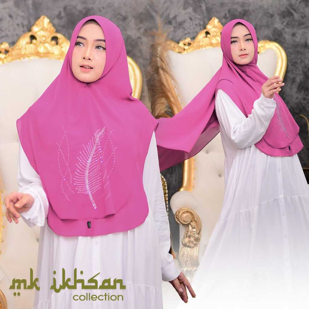 MK IKHSAN COLLECTION KHIMAR 2 LAYER CERUTY BABYDOLL OVAL PAYET DAUN PRESS PET ANTEM KEKINIAN