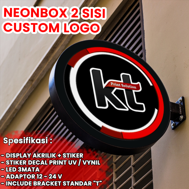 NEON BOX BULAT / KOTAK 2 SISI | NEONBOX TINGGAL PASANG BULAT/KOTAK DUA SISI