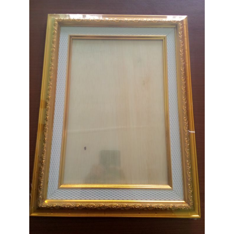 Frame 10 R Jumbo Ukir Gold Linen/Bingkai foto Gold