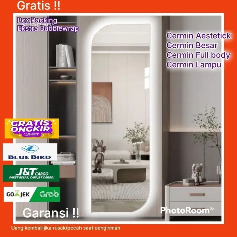 Cermin Aestetik Jumbo Cermin Aestetick Jumbo Cermin Besar Oval Full Body Dinding Lampu Led