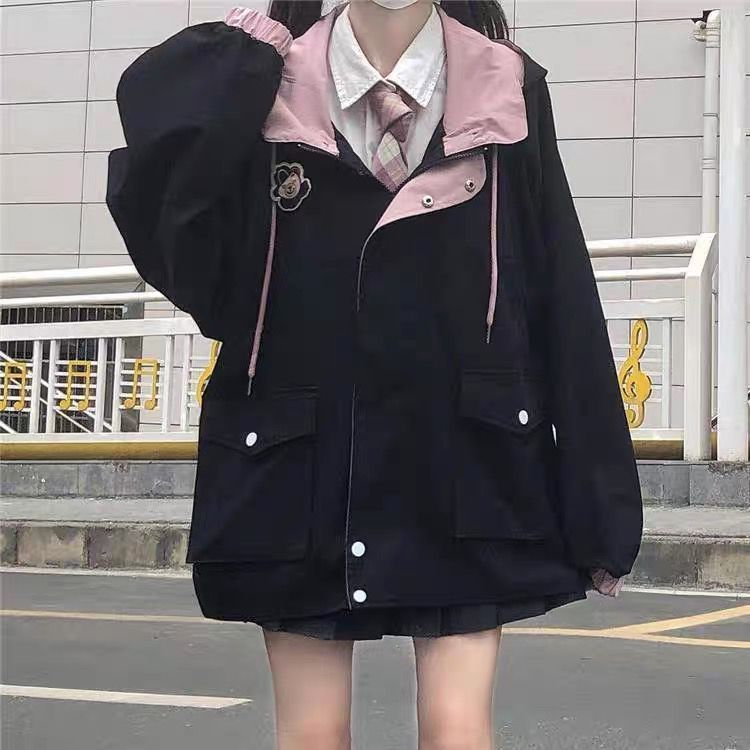 Sachi Jacket | MILKTEAS | Jaket Wanita Gaya Korea Jepang Oversize Outer Parachute Jacket Harajuku St