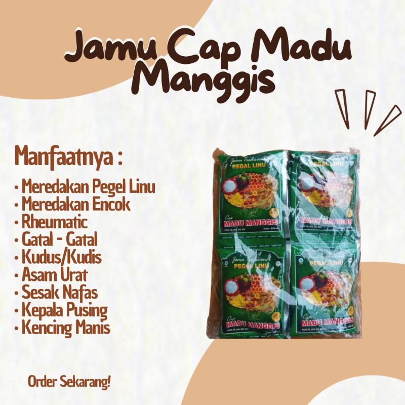 

JAMU TRADISIONAL CAP MADU MANGGIS PEGEL LINU (1 KARTON/ 1 DUS)
