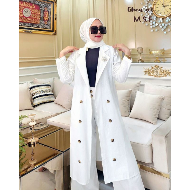 Ghea set blazer merah putih