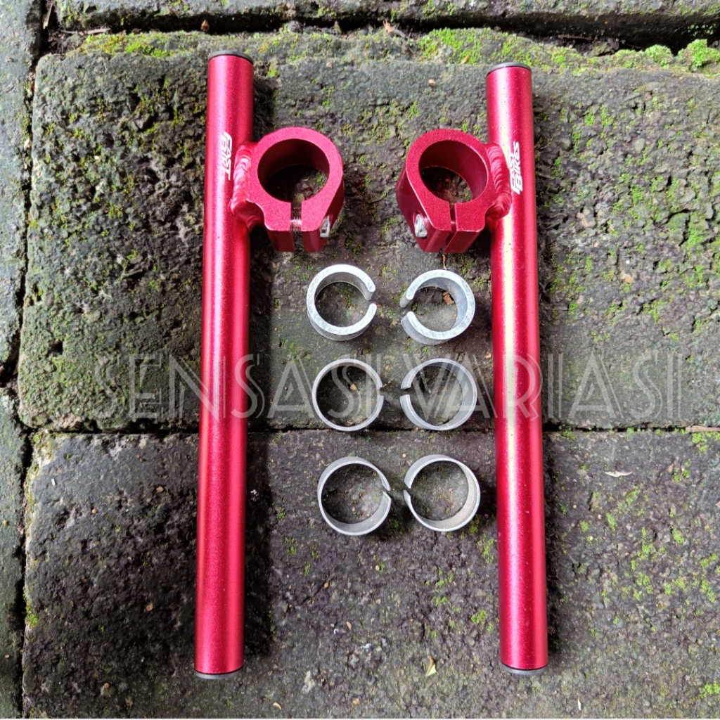 Stang setang jepit 33/15 derajat MERAH ninja 150 bisa untuk motor sonic. fu jupiter vega f1zr drag