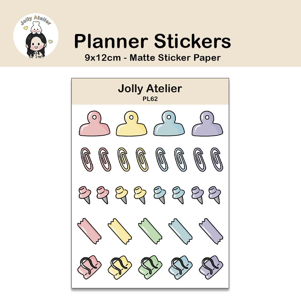 

Color paper clip stickersheet | planner sticker [jollyatelier]