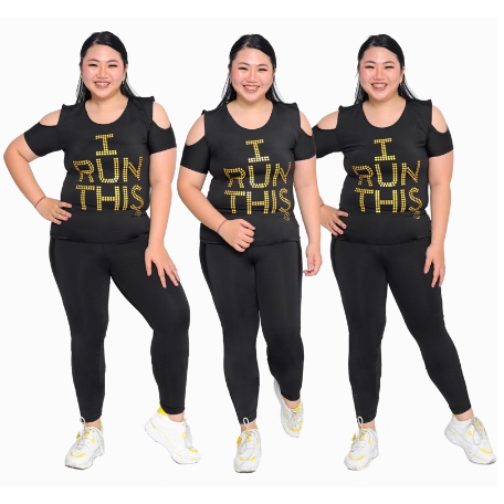 Setelan I Run Bintik - Legging Tile Panjang JUMBO untuk senam aerobik zumba yoga gym fitness