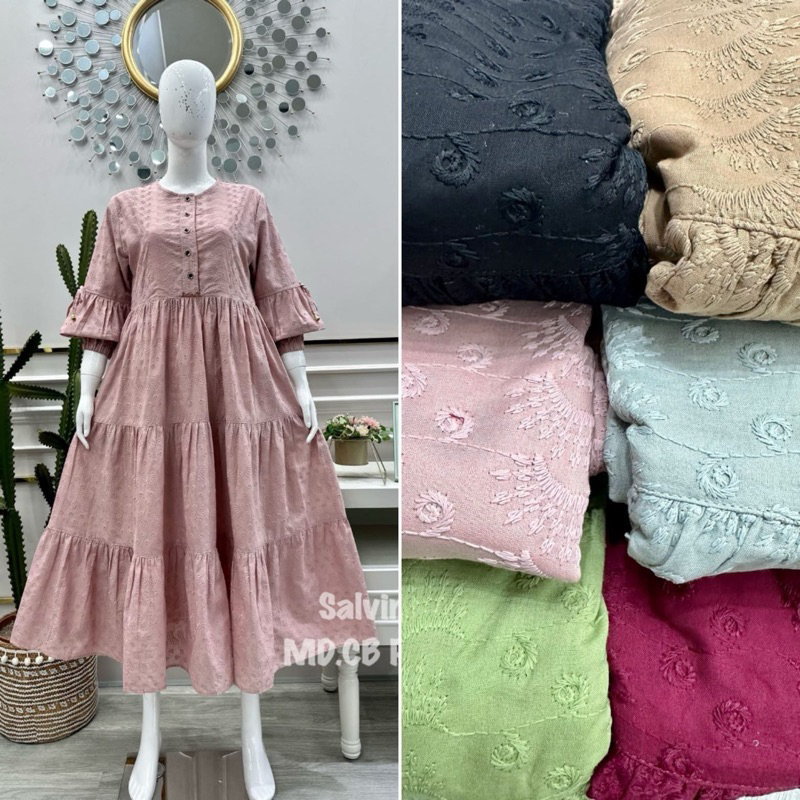 SALVINA YS gamis katun bordir ANGGUN