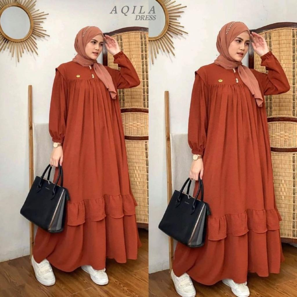 Dress Bordir / Gamis Premium Hari Raya Lebaran Bata Coral Abu Ungu Lilac Jumbo Mewah Kekinian LD 120