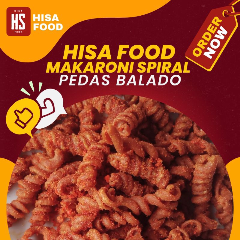 

[TERENAK] Hisa Food Makaroni Spiral Pedas Balado, Cemilan Gurih dan Enak