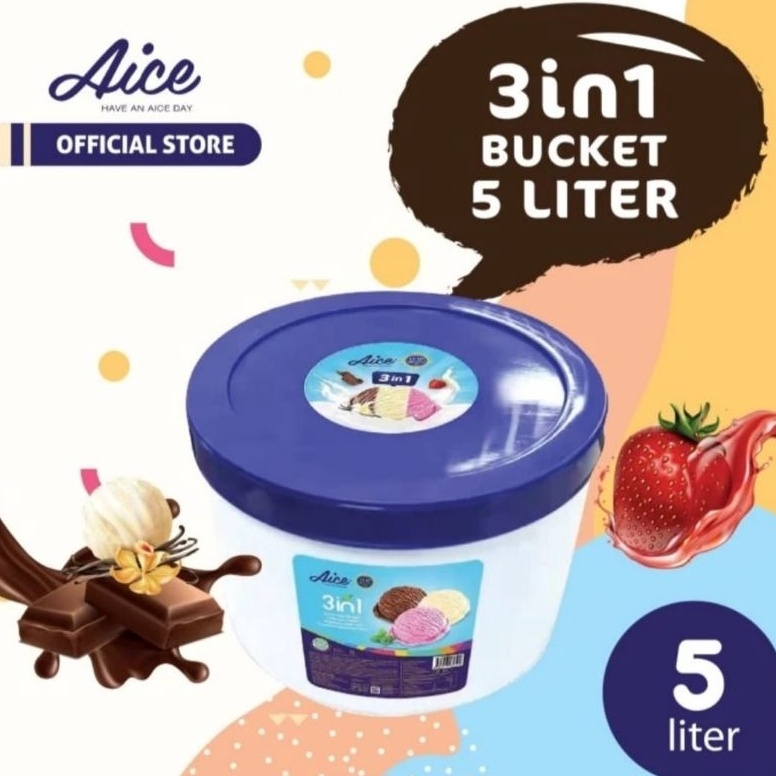 

PROMO ALE ICE CREAM AICE UKURAN 5 LITER 3 RASA COKLAT VANILLA DAN STRAWBERRY