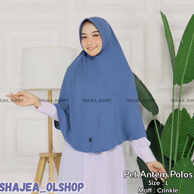 Cuci gudang PET ANTEM NON TALI CRINKLE  BERGO OVAL CRINKLE SIZE L  JILBAB INSTAN