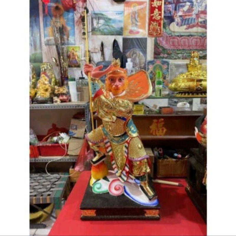 patung kera sakti/ sun go kong/ Tai sing kong- berdiri- 19inch- kayu