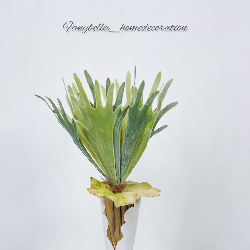 Daun Pakis Tanduk Rusa Gelombang Boston Palem Duri Artificial Cabang Bunga Delorasi Hiasan Rumah