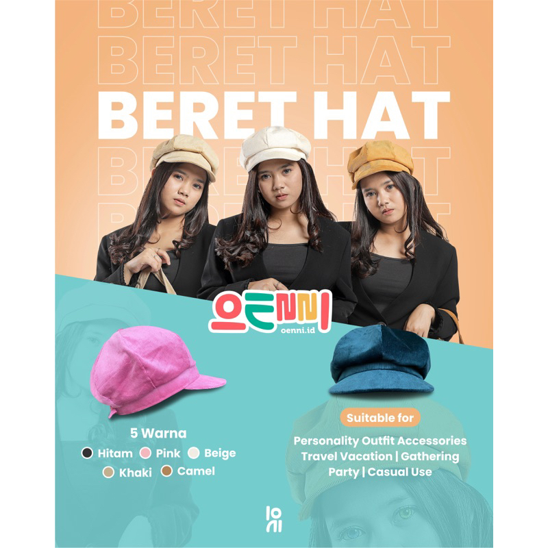 Topi Baret Newsboy Hat / Topi komando Korea bahan Corduroy Unisex