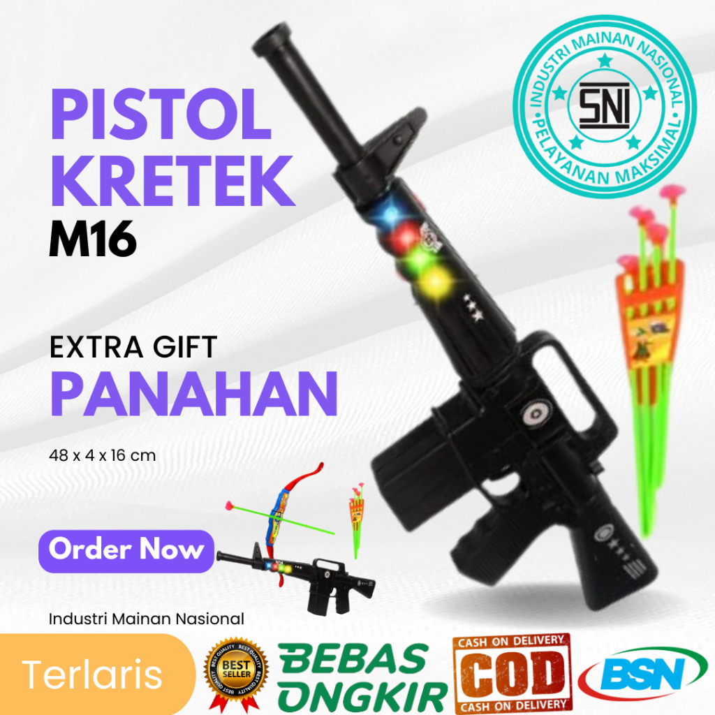 Mainan Tembakan M16 Bonus Panahan