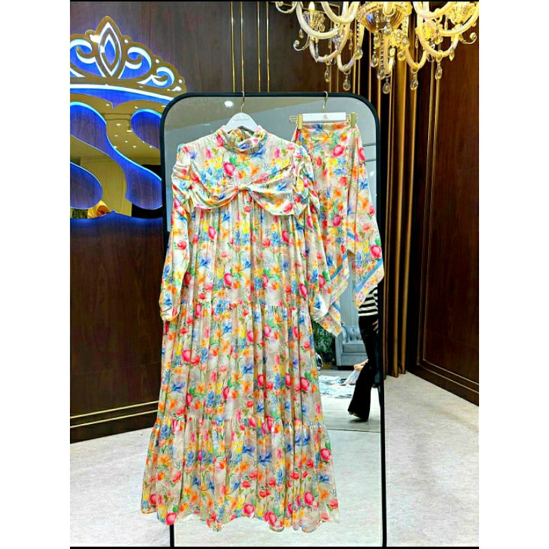 Dress sutra flower set hijabBy Shella saukia